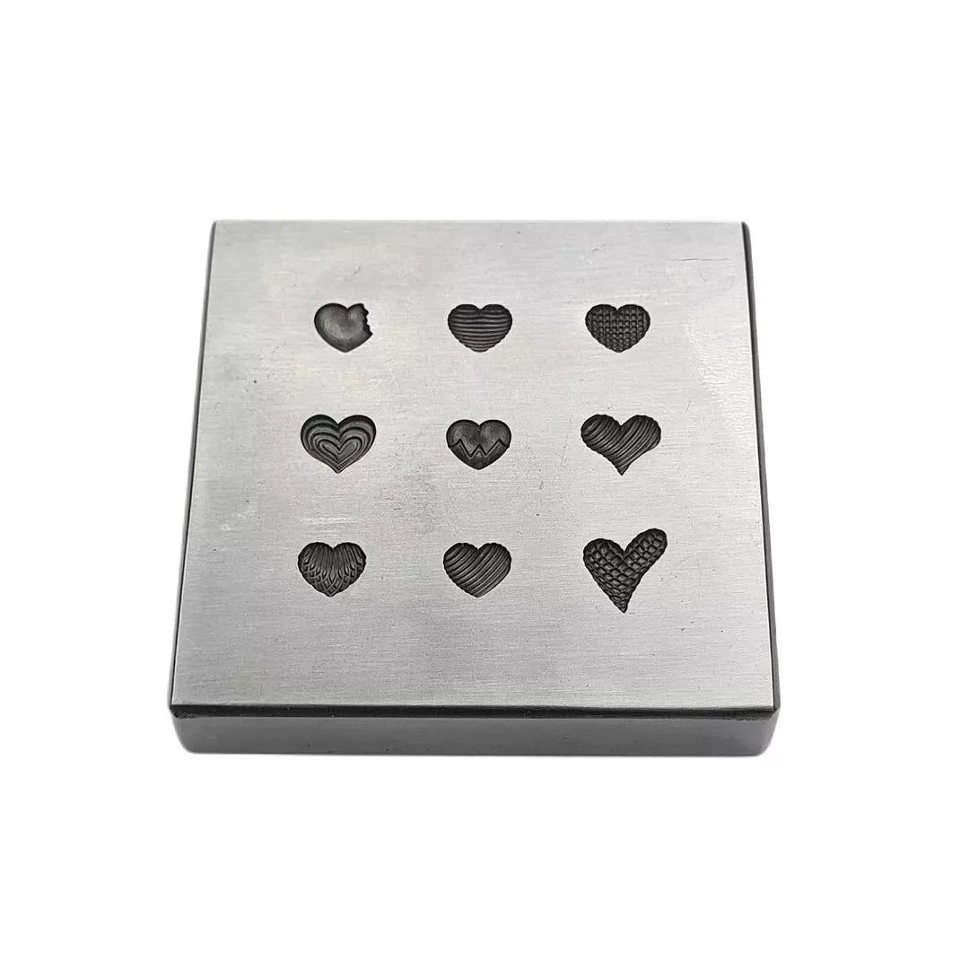 9 Impression Heart Shapes Shot Plate - Silversmith Tools - Jewelry Making Die