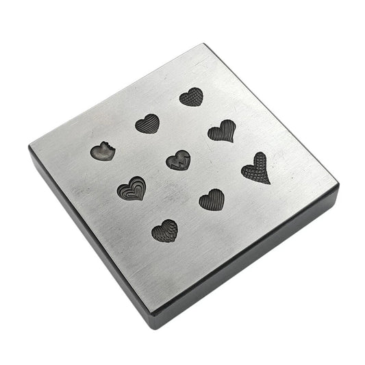9 Impression Heart Shapes Shot Plate - Silversmith Tools - Jewelry Making Die