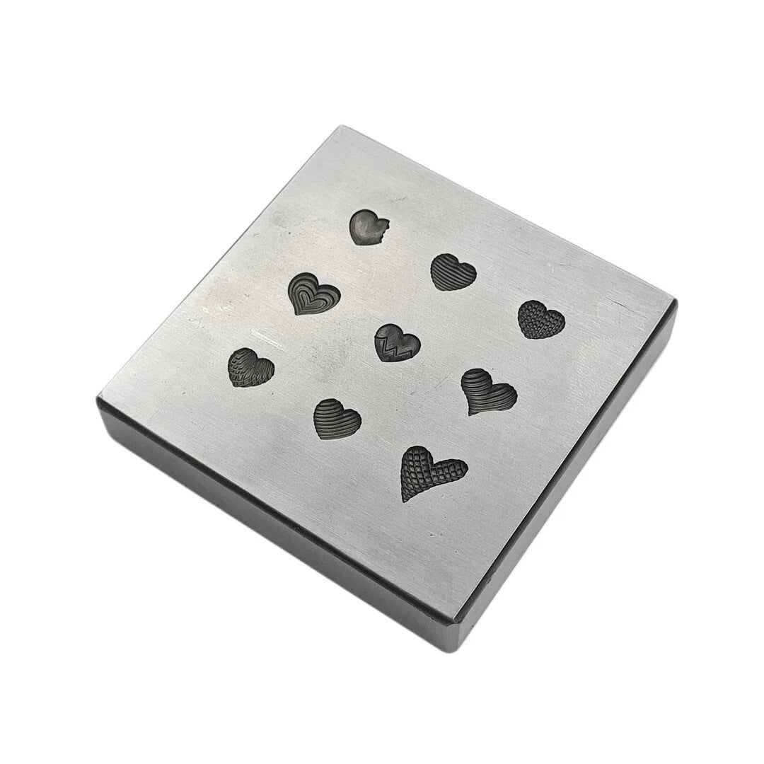 9 Impression Heart Shapes Shot Plate - Silversmith Tools - Jewelry Making Die