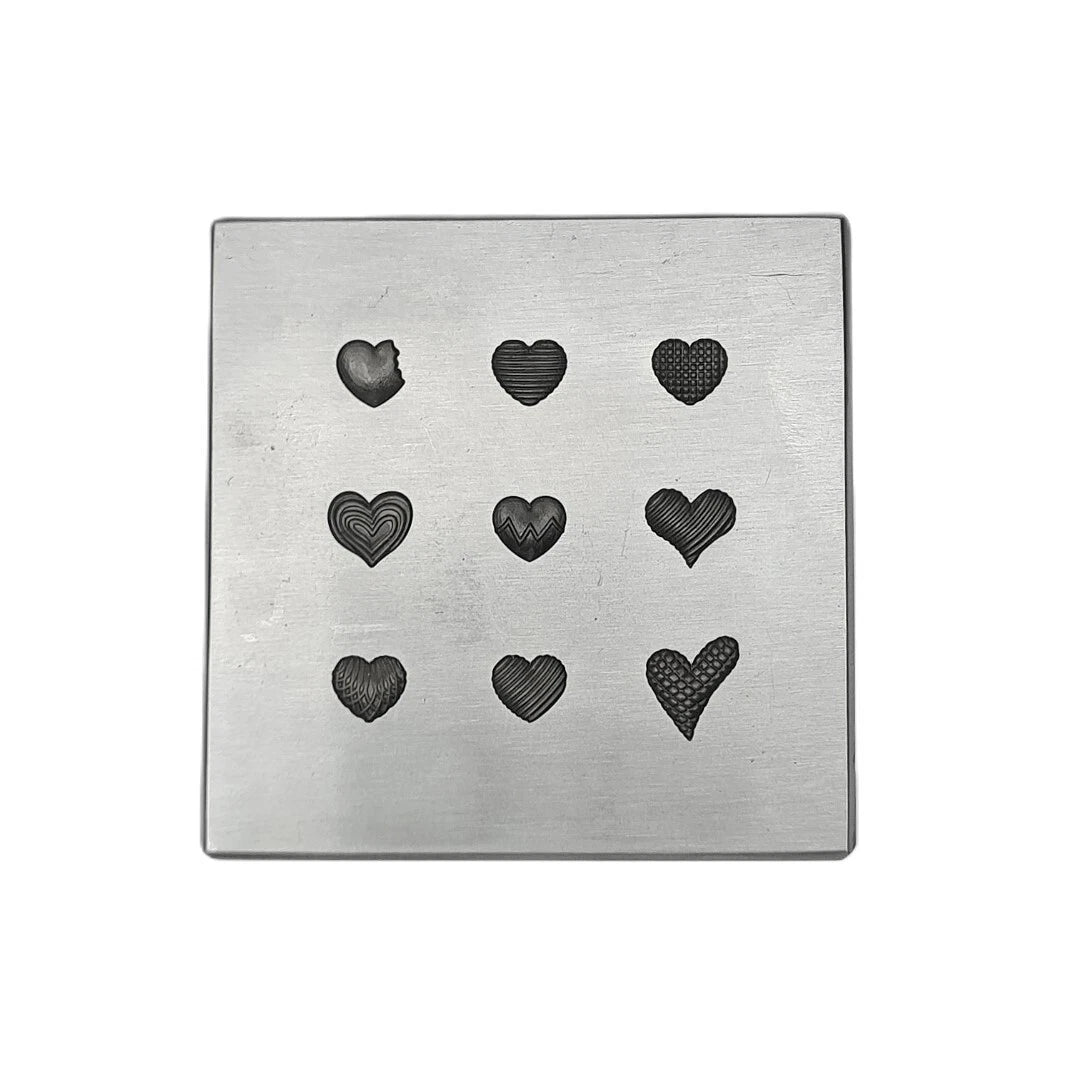 9 Impression Heart Shapes Shot Plate - Silversmith Tools - Jewelry Making Die