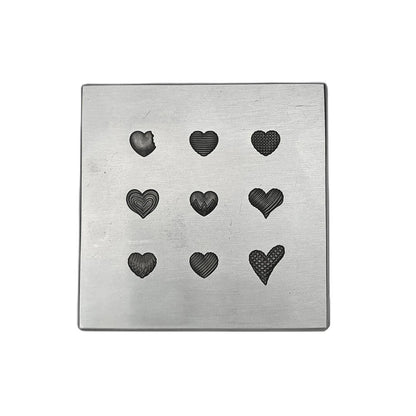 9 Impression Heart Shapes Shot Plate - Silversmith Tools - Jewelry Making Die
